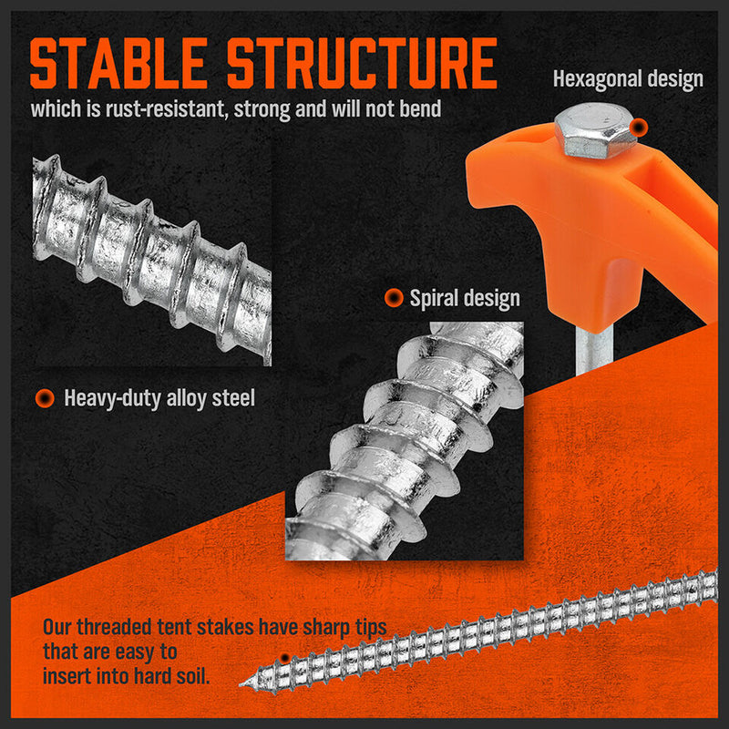 Heavy Duty Screw-In Tent Pegs